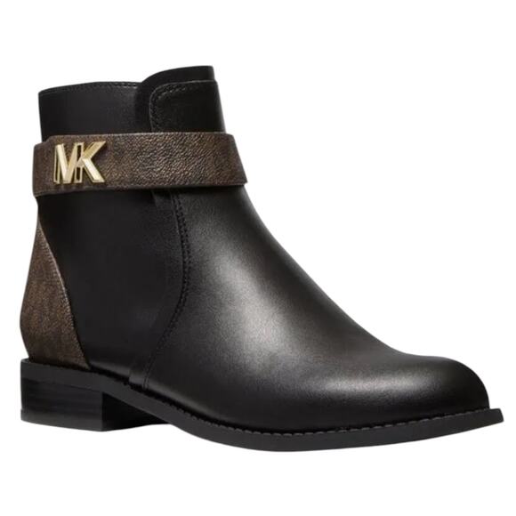 Michael Kors Women's Jilly Flat Booties Black Brown Size 10 - Picture 1 of 2